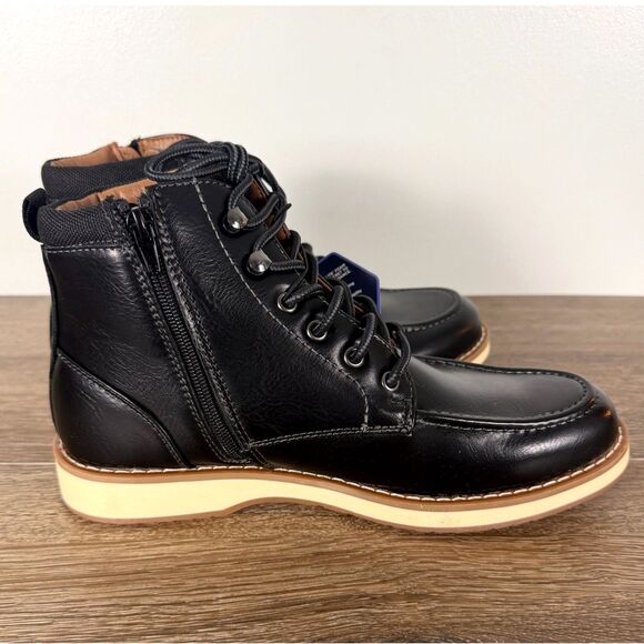 Steve Madden Doyers Boots Mens 9.5 Black Lace Up Side Zip Ortholite NIB main image 10